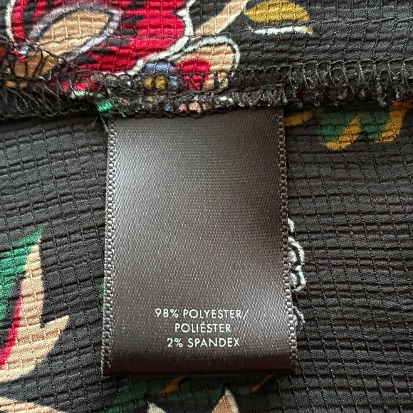 Ann Taylor Black Ruffle Long Sleeve Floral Print Blouse, M - Picture 8 of 11